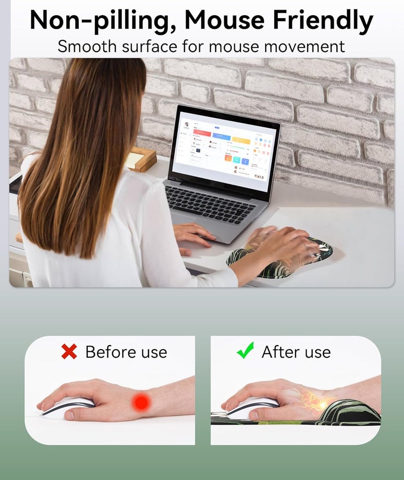 eulps Mouse Pad with Gel Wrist Rest, Ergonomic Comfortable Computer Wrist Support for Laptop, Pain Relief Mousepad with Non-Slip PU Base for Office & Home (Wildflower Night) - Image 3